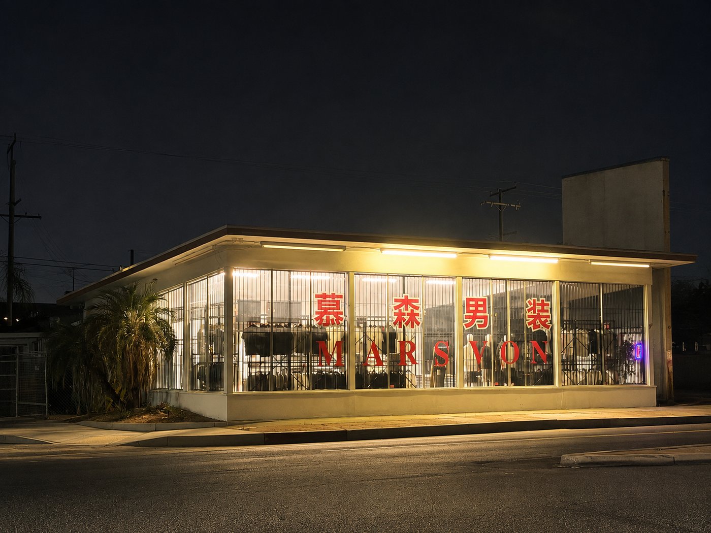 慕森男装 MARSVON 门店夜景 — 530 E Garvey Ave, Monterey Park